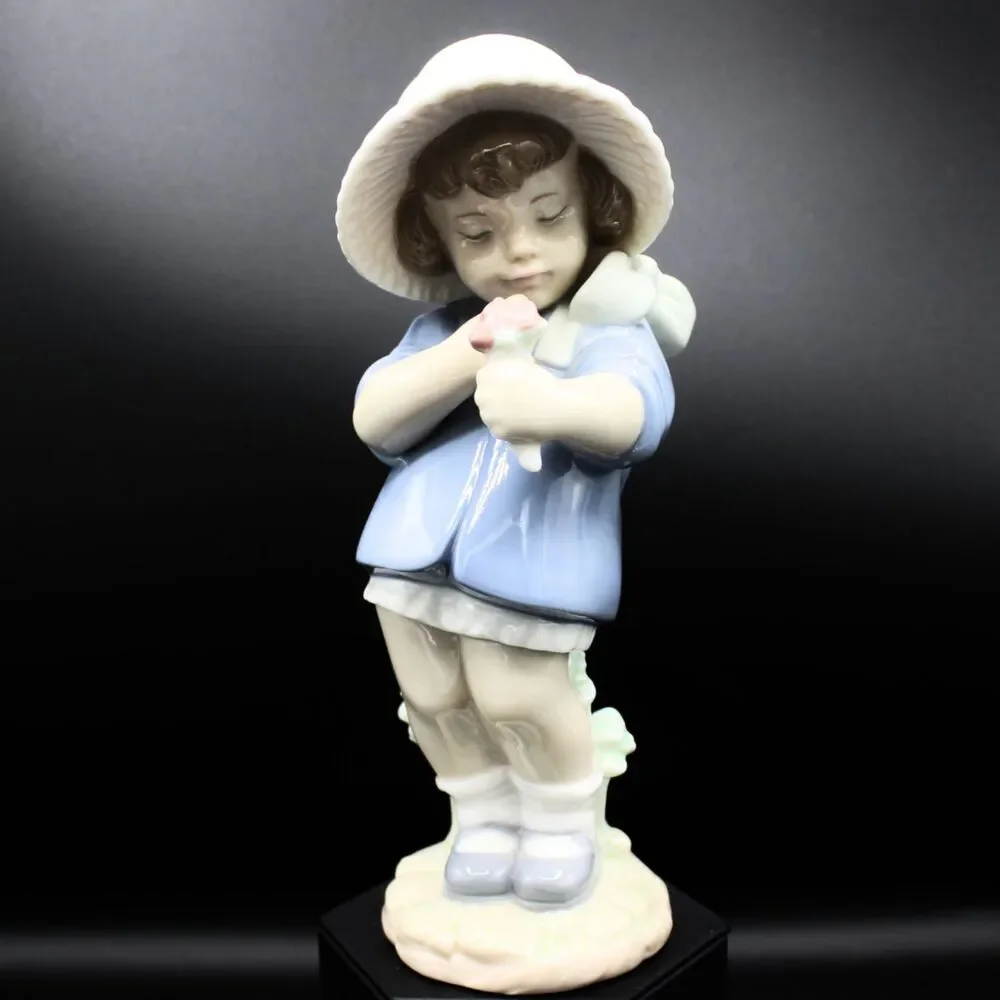 Vintage NAO by Llardo Figurine 1315 Girl with Pink Flower Spanish Porcelain